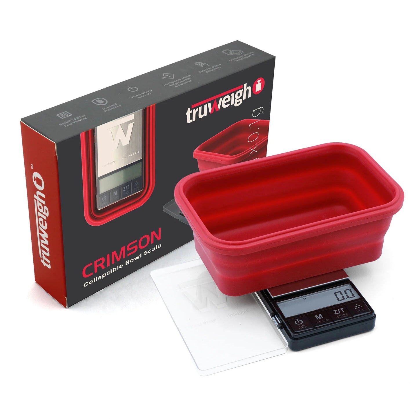 Truweigh Crimson Collapsable Bowl Scale 1000g x .1g - Glassets
