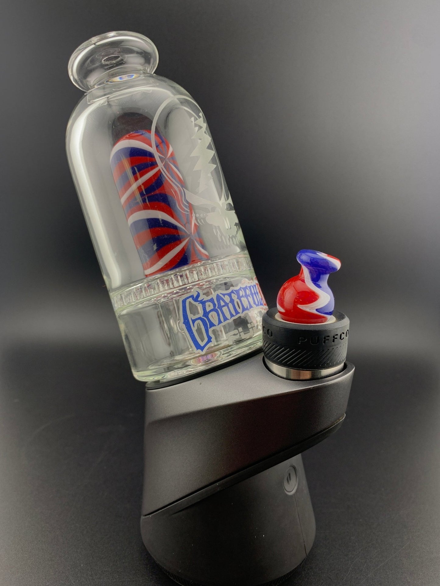 Grateful Dead x Pulsar Sandblast Stealie Puffco Peak & Peak Pro Attachment W/ Bubble - Glassets