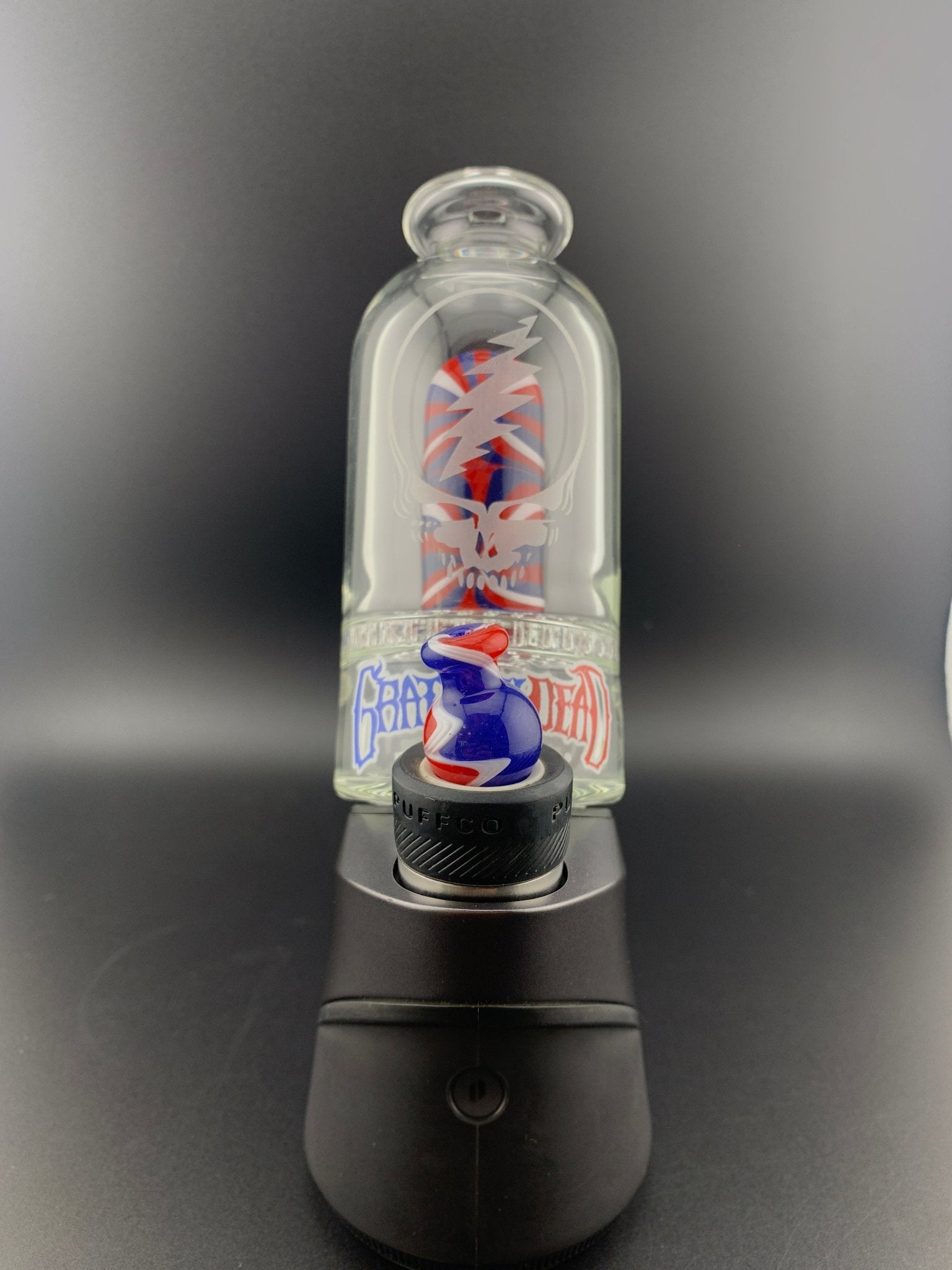 Grateful Dead x Pulsar Sandblast Stealie Puffco Peak & Peak Pro Attachment W/ Bubble - Glassets