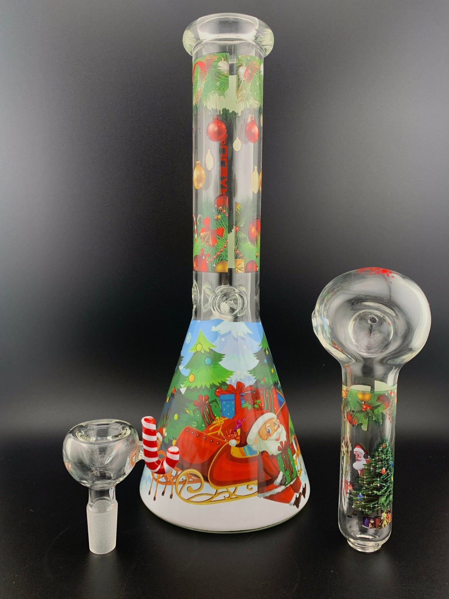 Pulsar Glass 8" Holiday Beaker & Pipe Combo - Glassets