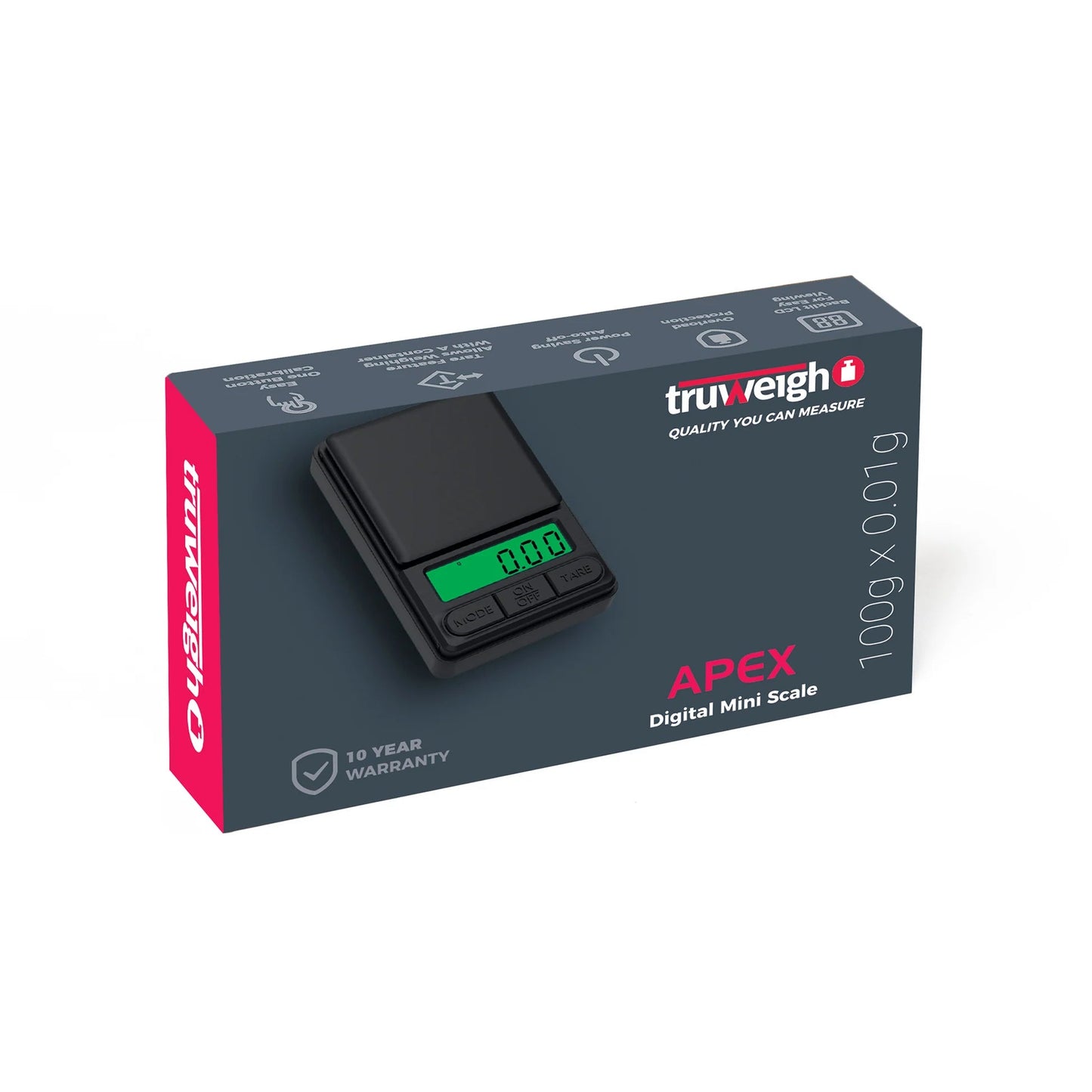 Truweigh Apex Digital Mini Scale 100g x .01g - Glassets
