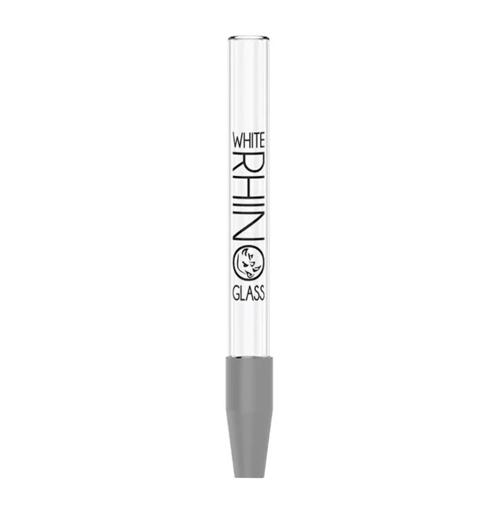 White Rhino Quartz Dab Straw W/ Silicone Cap - Glassets