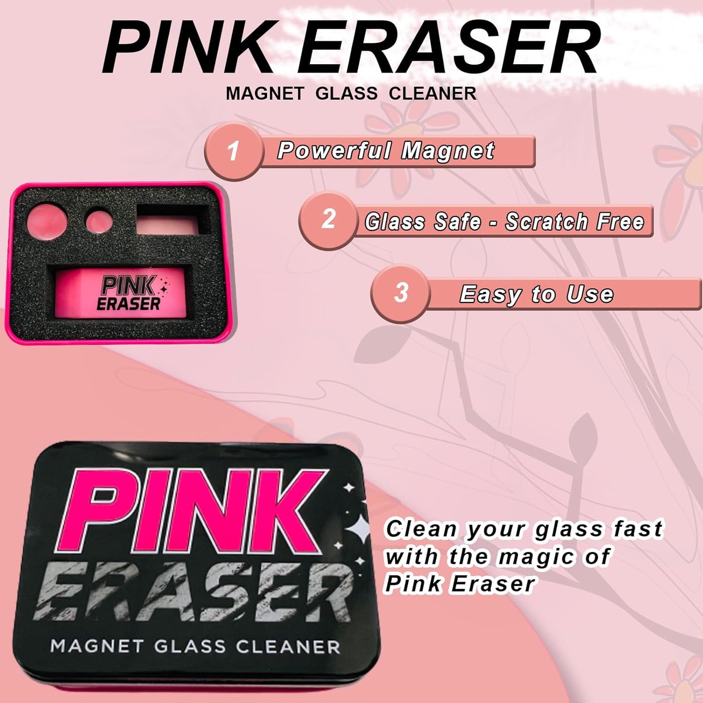 Pink Formula Pink Eraser 3pcs - Glassets